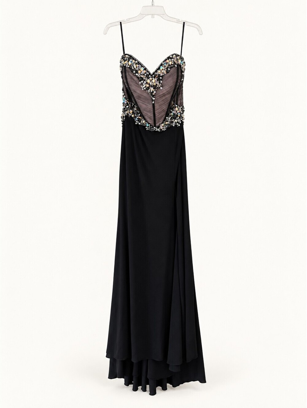 Tony Bowls Paris Size 8 Black Beaded Corset Formal Evening Gown